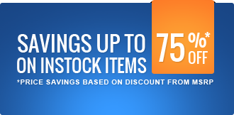 savings up to 75% off on in stock items